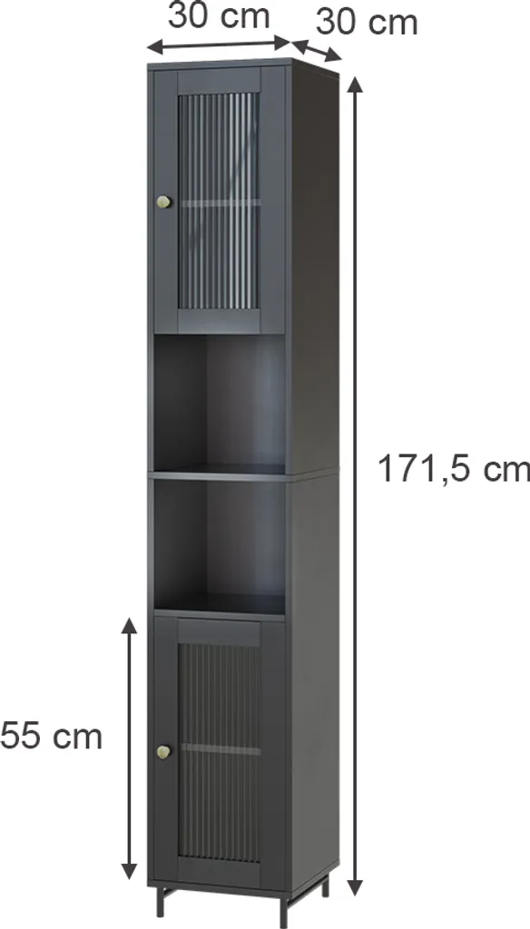 Armoire de salle de bain Vicco Malte Gris 30x171,5 cm Modèle 54264