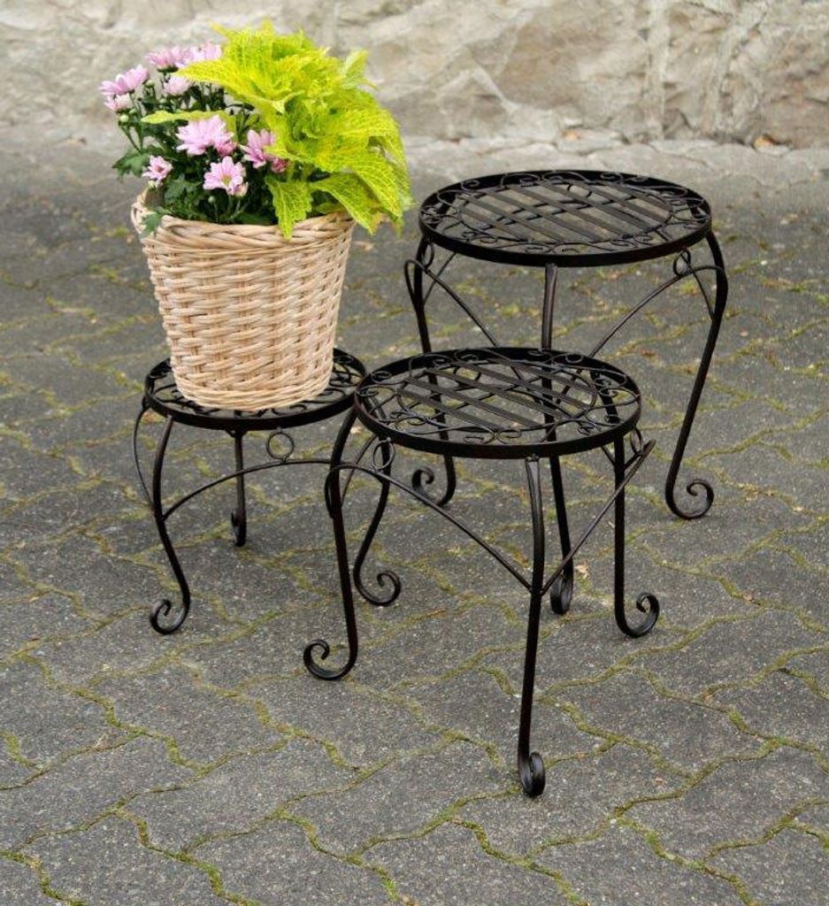 Metall Hockerset GARDA - 3-teilig - dunkelbraun / rund