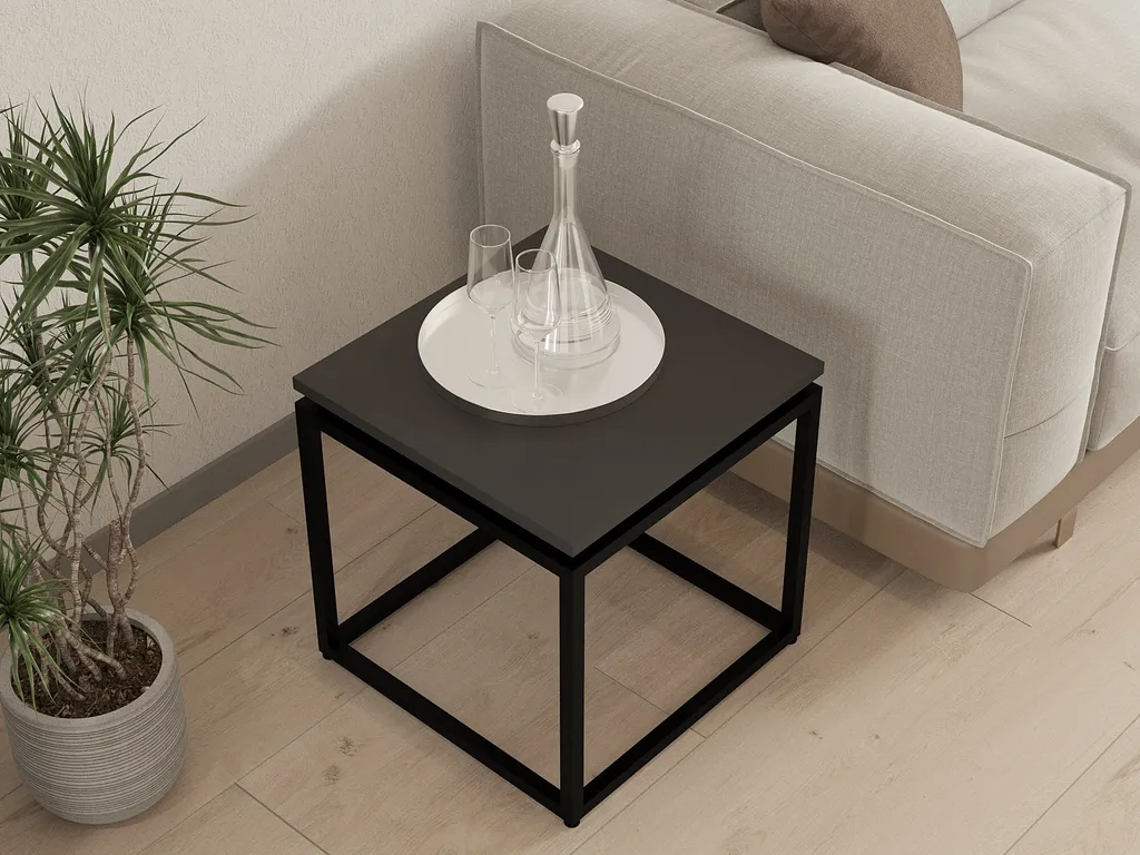 Skye Decor, Leylak - Nero, tavolino, nero, 100% pannelli truciolari rivestiti in melamina, 45 x 45 x 45,5 cm - 2
