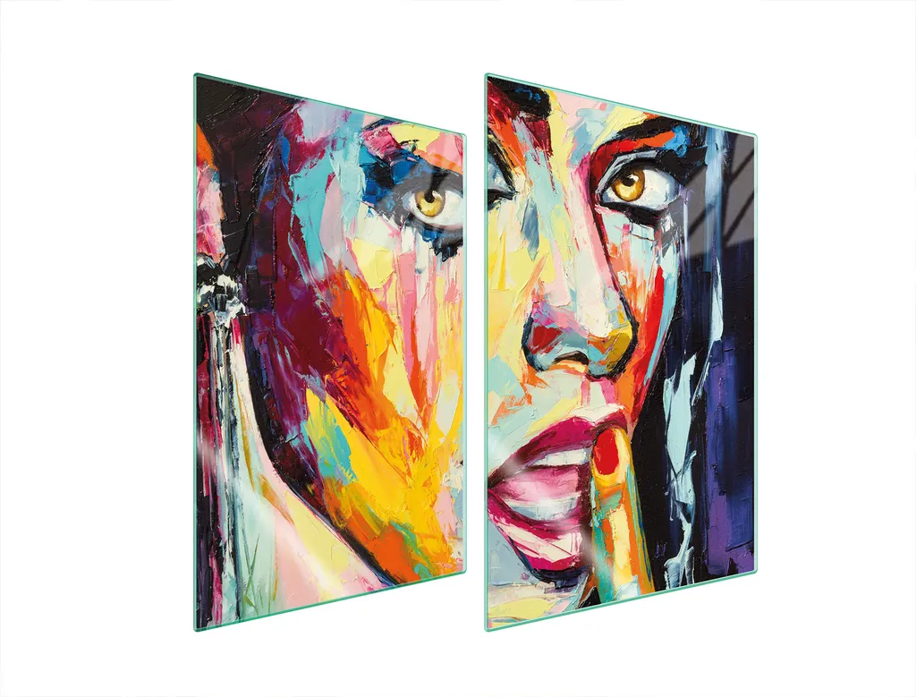 Copri Piano Cottura 35x52 in Vetro Temperato - 2 Pezzi Multicolore