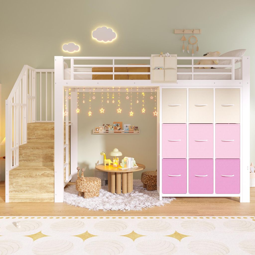 okwish Hochbett 90×200 Jugendbett mit mehreren Schubladen Produktbild 