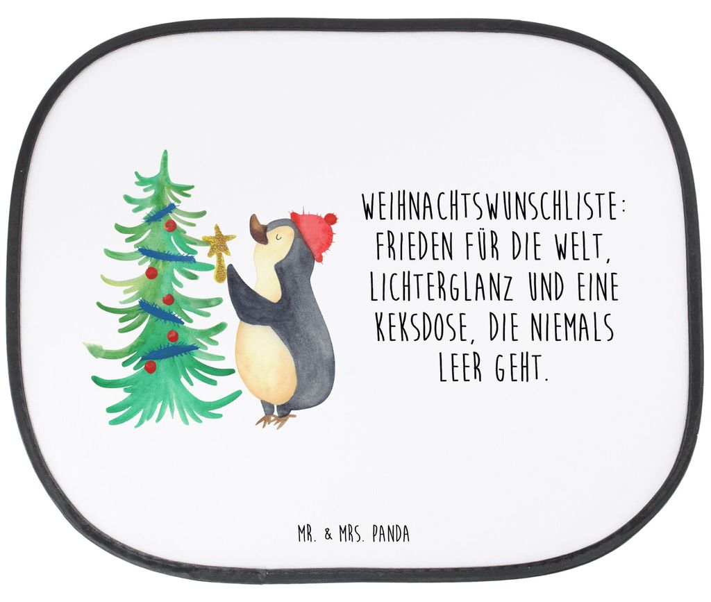 Mr. & Mrs. Panda Sonnenschutz für Auto Pinguin Weihnachtsbaum - Weiß - Geschenk, Winter, Autosonnenschutz, Seitlicher, Weihnachten, autofenster, ...