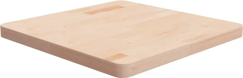 Piano Tavolo Quadrato 60x60x4 cm in Rovere Massello Naturale Non Trattato