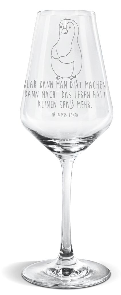 Mr. & Mrs. Panda Weinglas Pinguin Diät - Transparent - Geschenk, Abnehmen, Für Weißwein, Glas, Motivation, Gewicht, Weißweinkelch, wein, Kelch