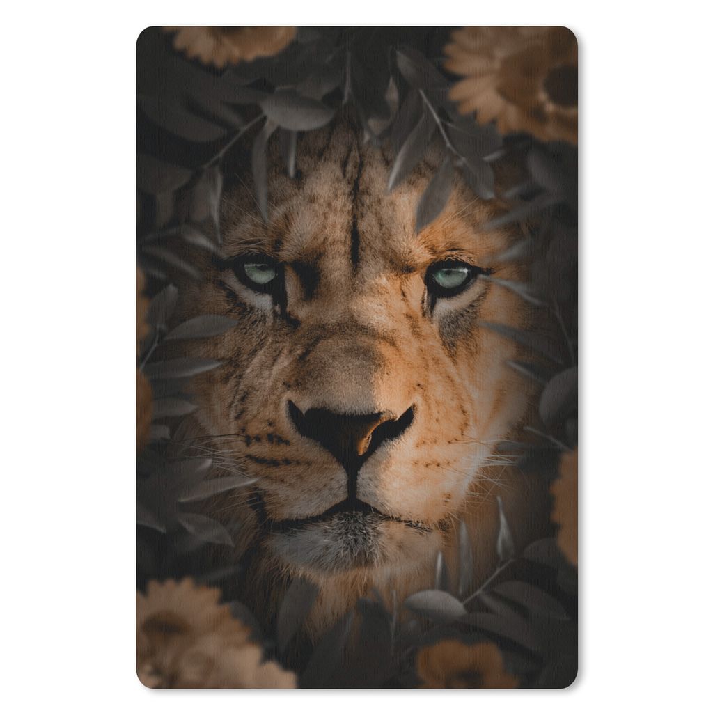 MuchoWow Mauspad Mousepad Dschungel - Löwe - Pflanzen - Blumen 40x60 cm - Mousepads - Maus Mat - Pad - Mausunterlage - Schreibtisch Accesoire