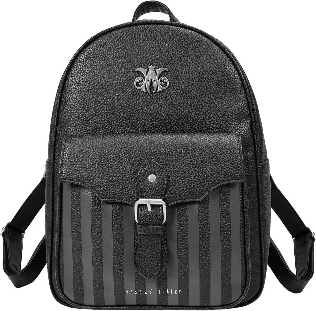 Sac à dos gothique noir 34 cm à rayures fines avec finitions premium Pro