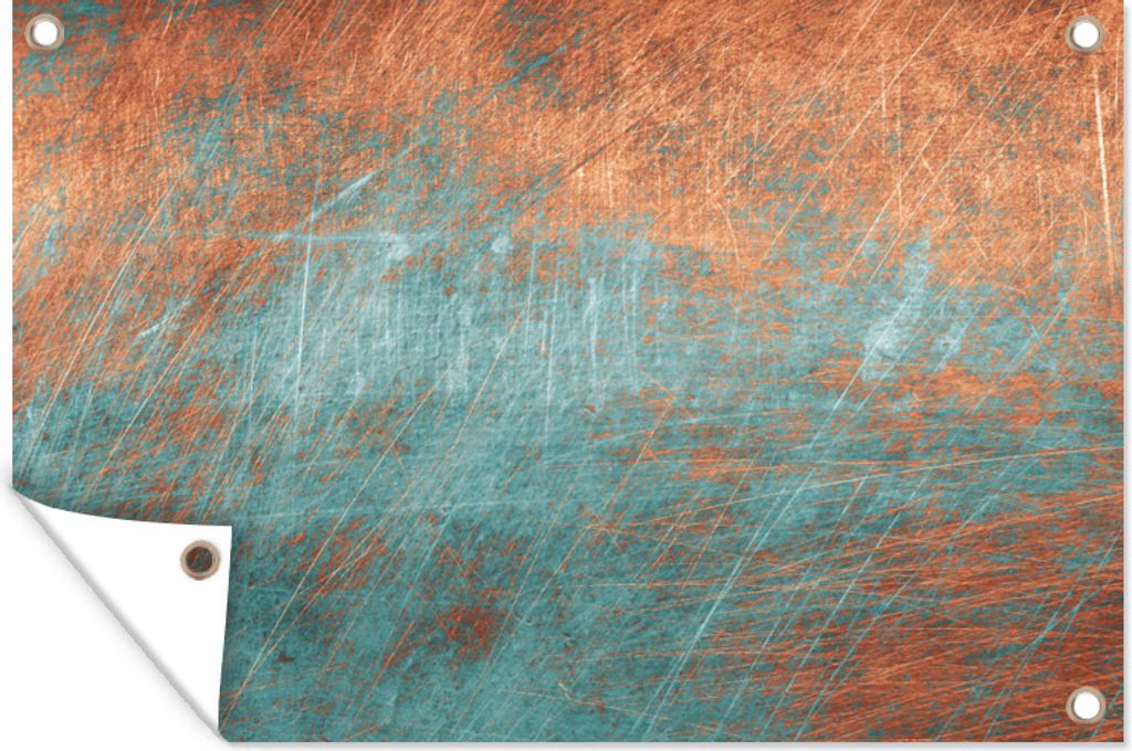 MuchoWow 60x40 cm Outdoor-Poster Gartendeko Sichtschutz Garten Poster für den Garten Metall - Rost - Bronze - Blau - Abstrakt - Struktur