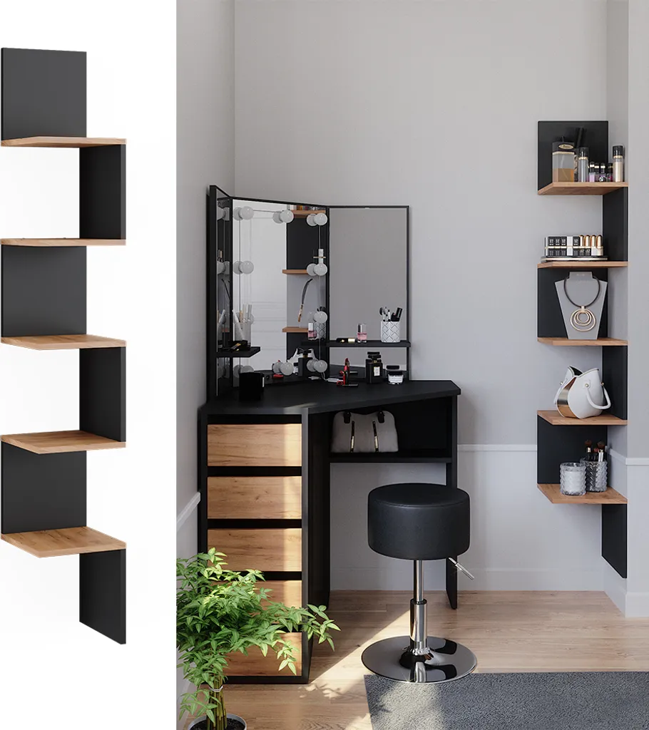 Meuble de rangement d'angle anthracite Vicco Paolo avec 5 casiers ouverts