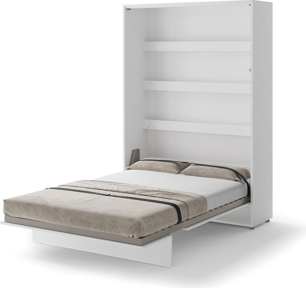 Schrankbett 140 x 200 Vertikal BC-01 Weiß Hochglanz LENART BED CONCEPT Wandklappbett