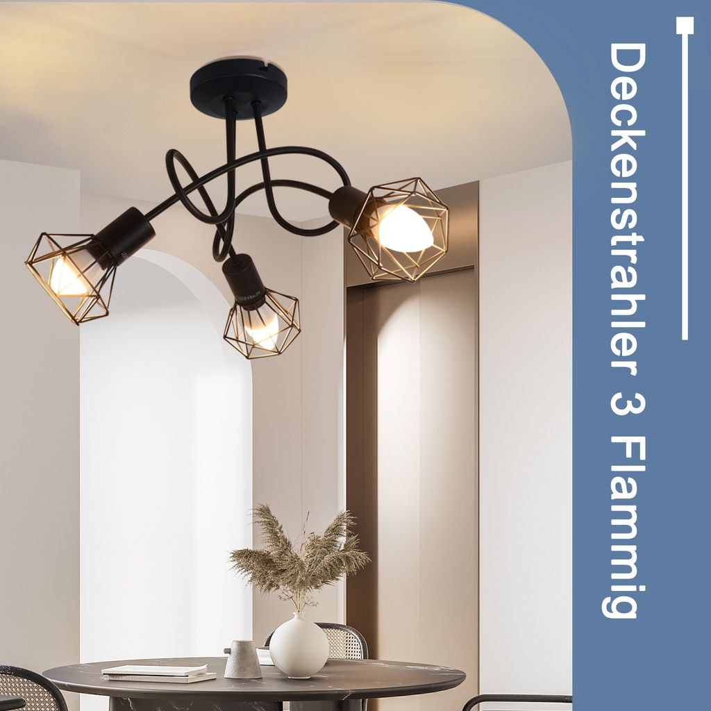 ZMH LED Deckenstrahler 3 Flammig Schwarz Deckenlampe Produktbild 7