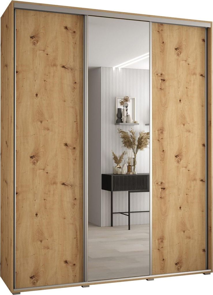 MEBLE KRYSPOL Davos 3 Schrank, drei Türen - 235,2x190x45 cm - Artisan Artisan Silber