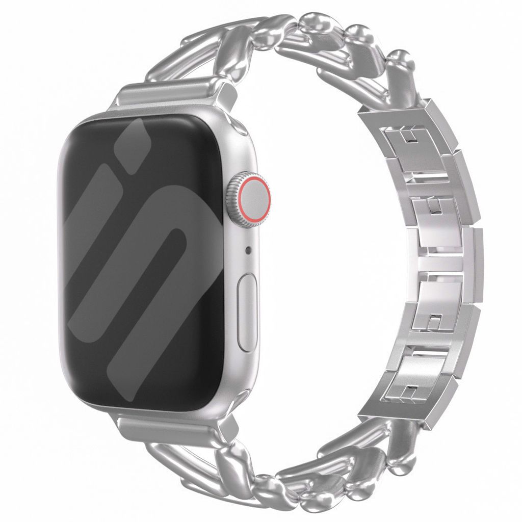 Strap-it Apple Watch Stahlarmband in V-Form – passend für Apple Watch Serie 1/2/3/4/5/6/7/8/9/SE – (Silber)