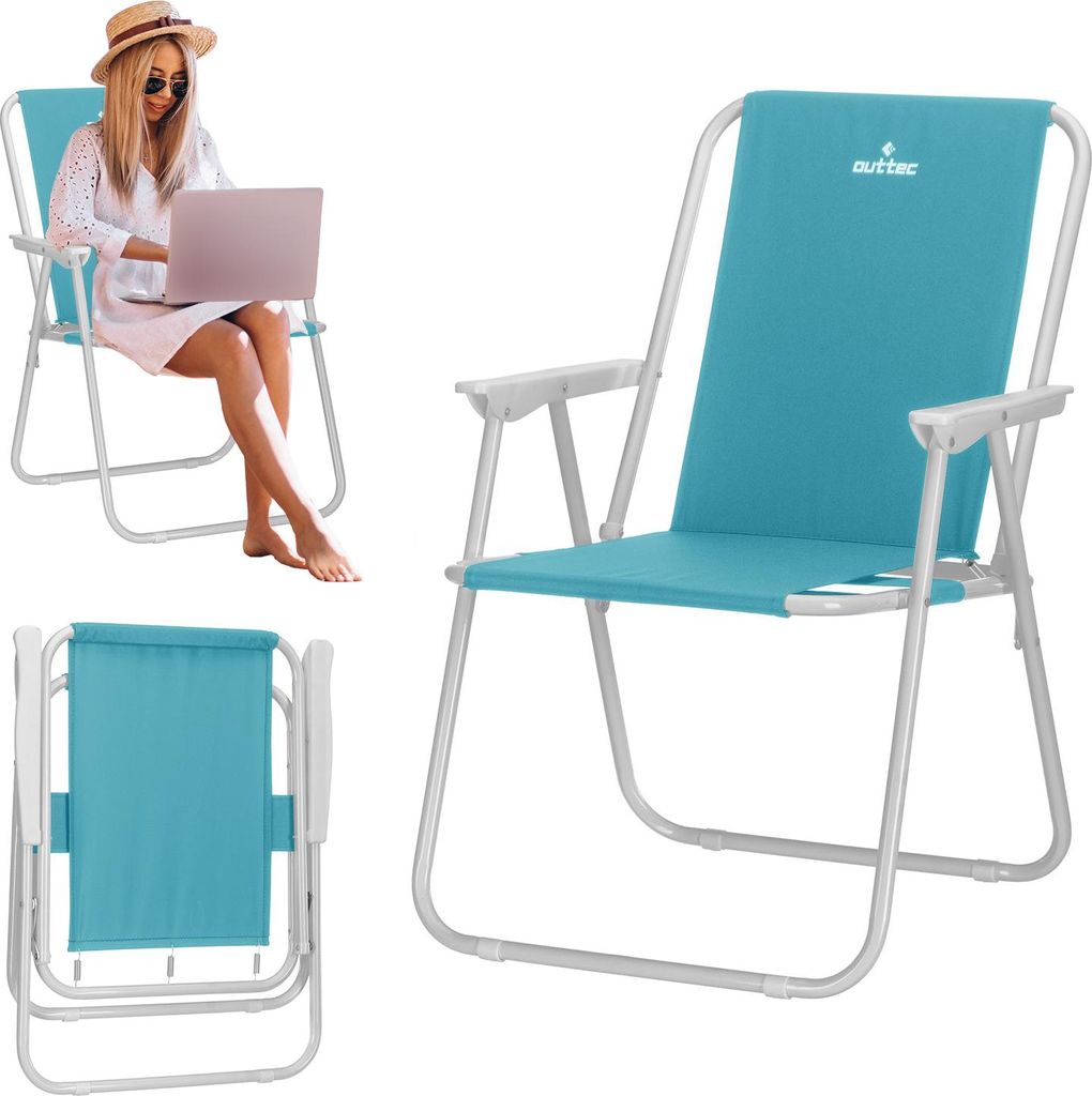 Outtec Campingstuhl - bis 100 kg - Angelstuhl, Klappstuhl, Faltbar Stuhl, Gartenstuhl, Leicht Camping Stuhl, Strandstuhl für Garten, Balkon, Strand