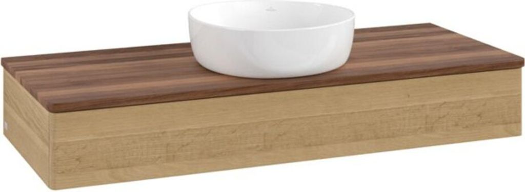 V&B Waschtischunterschrank ohne Frontstruktur, mit Beleuchtung Antao 120x19x50cm, WBP-farbe w. wal, honey oak