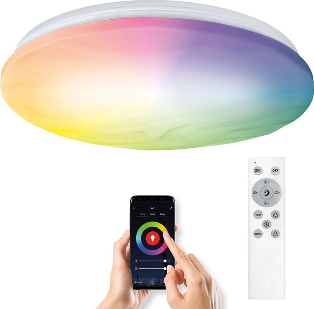 Occasione! Plafoniera Solight WO792 380mm 30W RGB+CCT WIFI+Telecomando