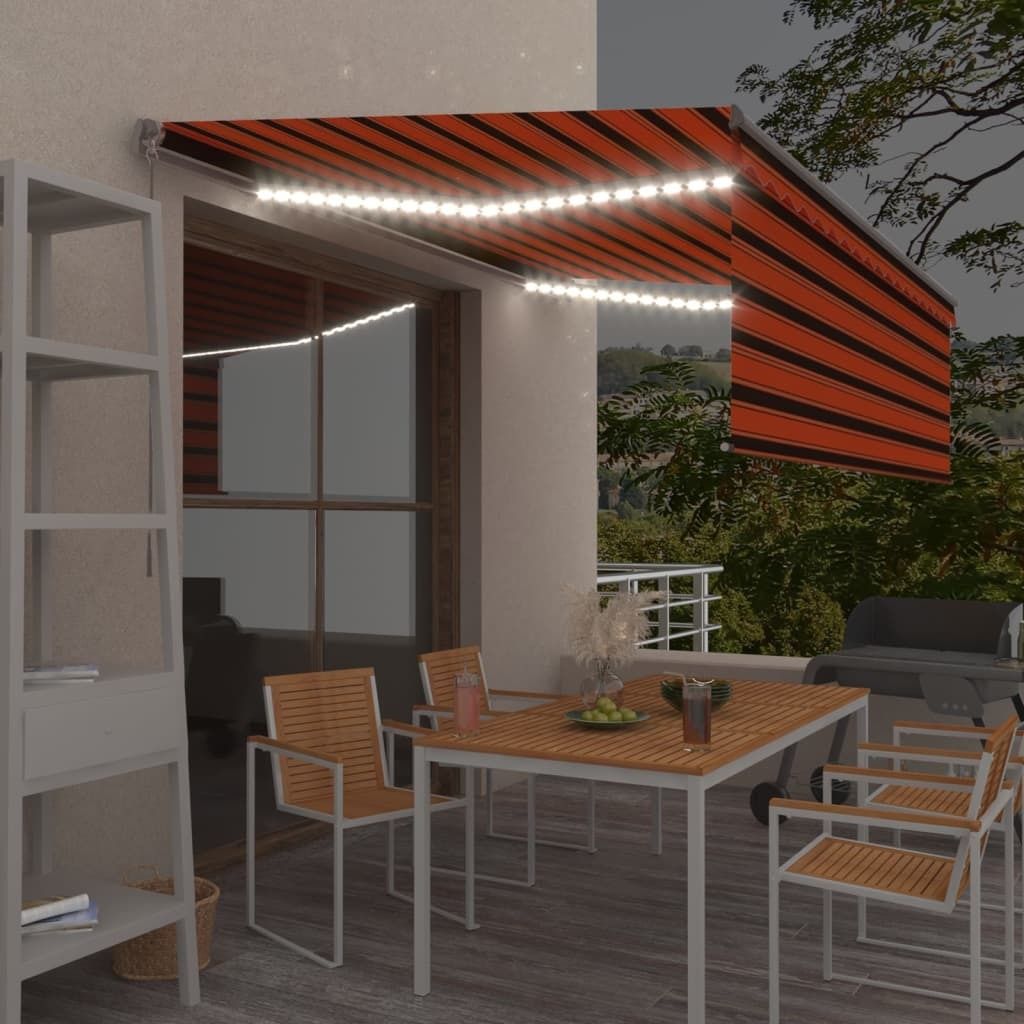 The Living Store Gelenkarmmarkise Einziehbar mit Jalousie LED 4x3 m Orange Braun