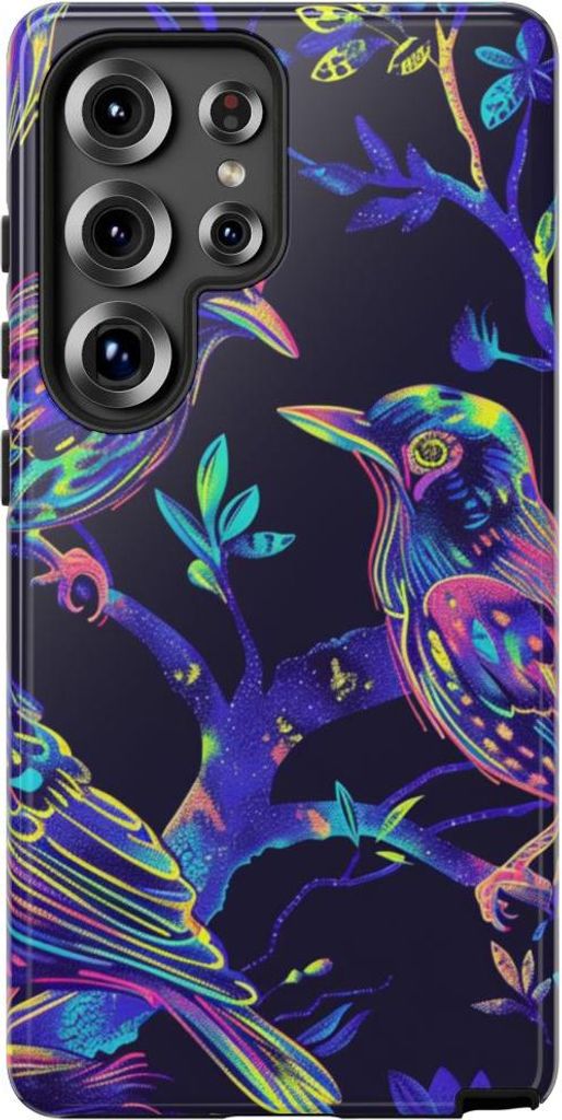 Leuchtende Vögel auf Ästen – Hülle Kompatibel mit Samsung Galaxy S25 Ultra