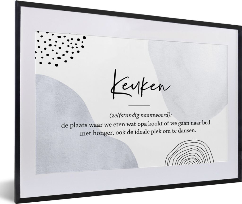 MuchoWow Gerahmtes Poster Küche - Großvater - Zitate - Wörterbuch - Definition Küche 60x40 cm - Poster mit Schwarzem Bilderrahmen Wandposter ...