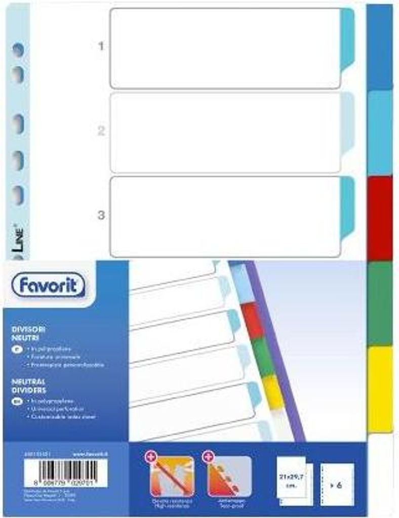Favorit 400132501 Tab-Register Leerer Registerindex Polypropylen (PP) Mehrfarbig