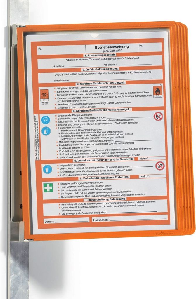 Sichttafelsystem Vario Magnet Wall 5 grau 5 Tafeln orange Packung mit 5 Stück