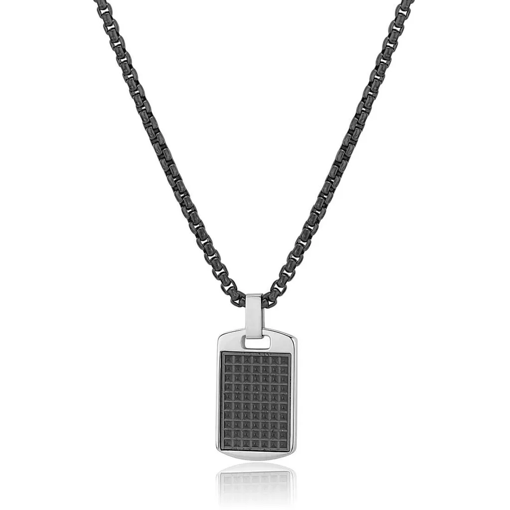 Collier tendance homme S'Agapò Tag Me Too noir pour cadeau ou style