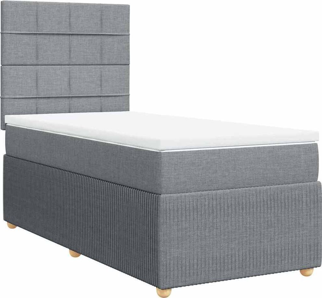 vidaXL Boxspringbett mit Matratze Hellgrau 100x200 cm Stoff