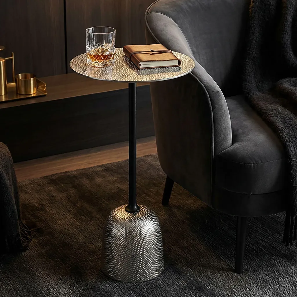 Table de salon design argentée 29cm - Table basse d'appoint métal - 2