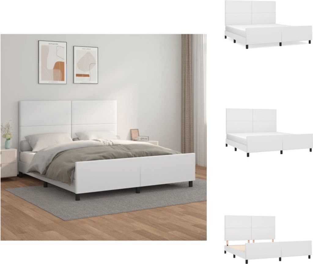 vidaXL Bettgestell mit Kopfteil Weiß 180x200 cm Kunstleder - Betten & Bettgestelle