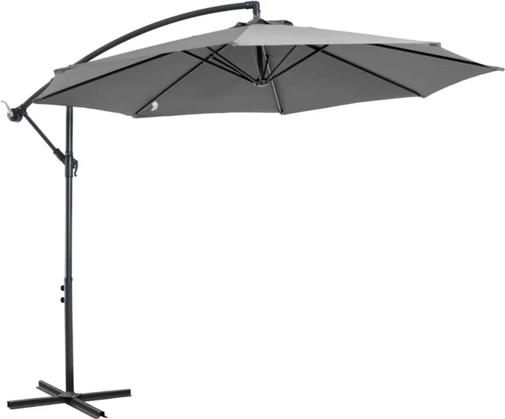 Parasol Fortuna Lai Ø2,95m anti-UV gris avec manivelle facile en acier
