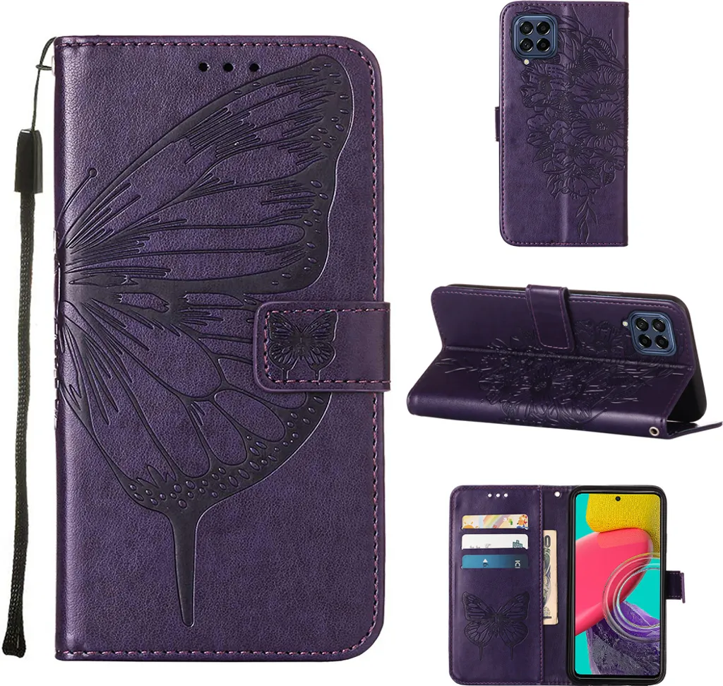 Custodia Samsung M53 5G Antiurto - Wallet Case Pelle con Stand