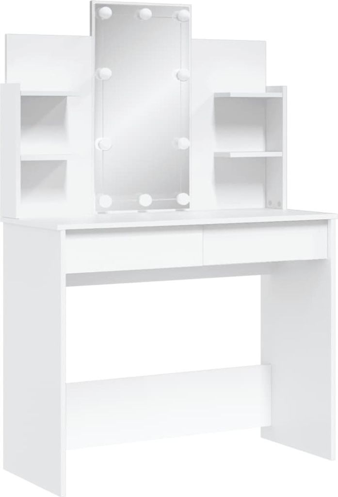 Schminktisch mit LED-Leuchten Weiß 96x40x142 cm