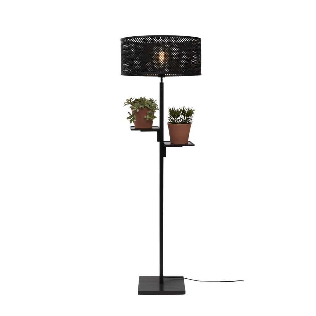 GOOD&MOJO - Stehleuchte Java - Bambus Schwarz - Ø50x158cm für Wohnzimmer, Schlafzimmer