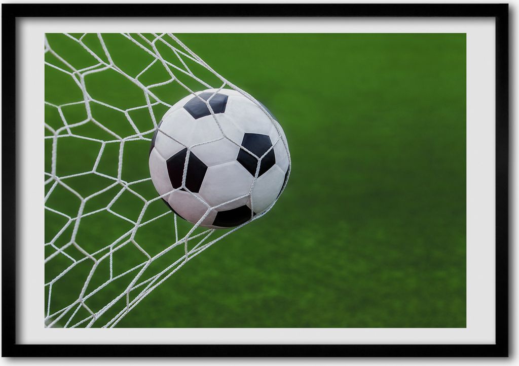 Bild - Bilderrahmen - 100 cm x 70 cm - MDF - Rahmen - Foto - Wandkunst Ball im Tor