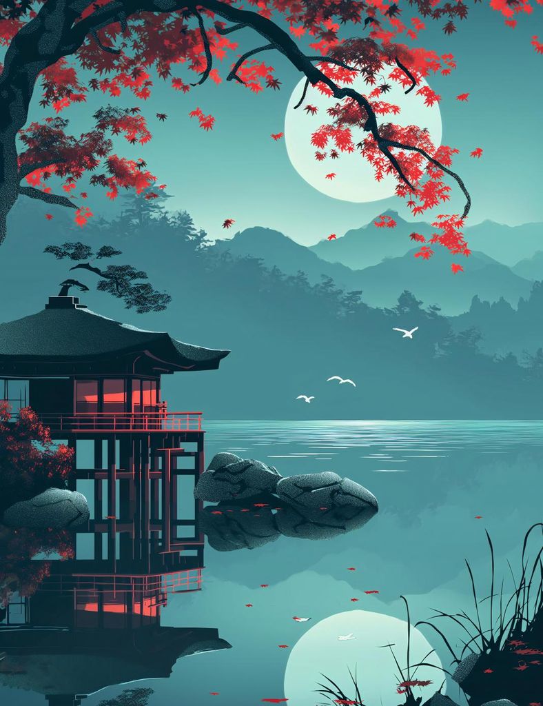 Poster 50x65cm Japanischer Pavillon