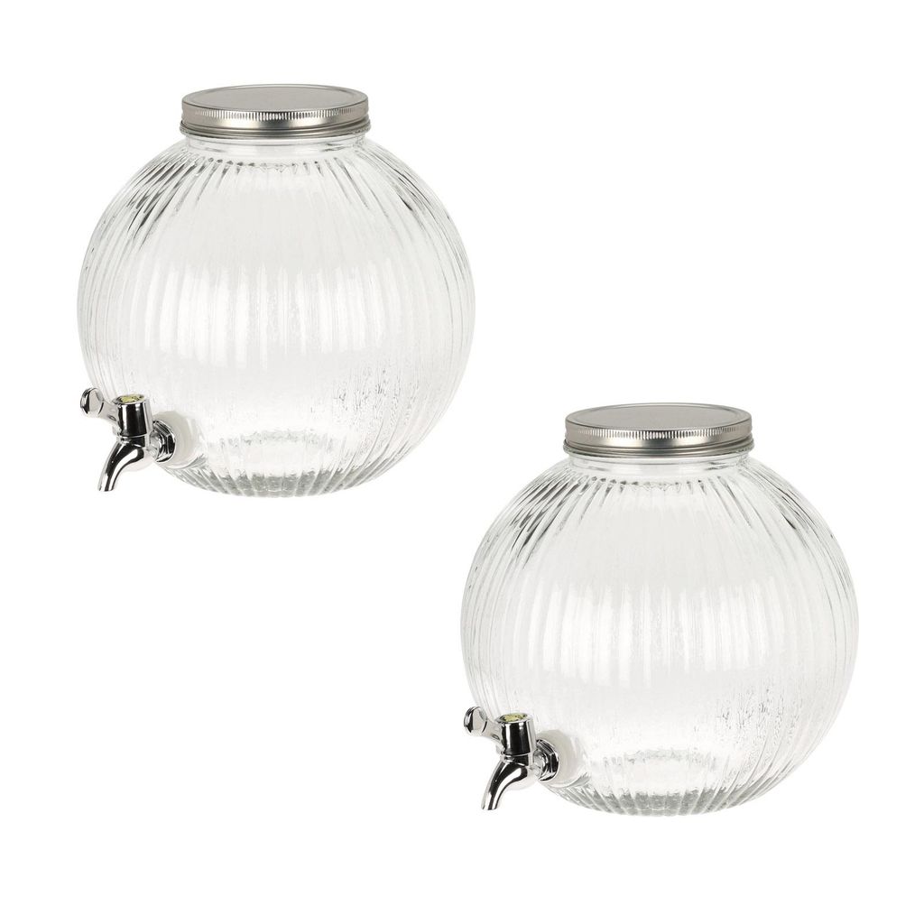 2er Set Glas Getränkespender 5,5 Liter mit Zapfhahn & Produktbild 