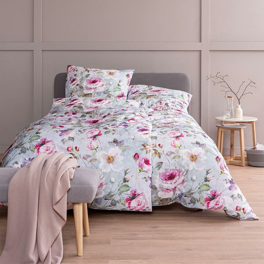 Estella Mako-Satin Bettwäsche Belmira hellblau 155x220 cm + Produktbild 