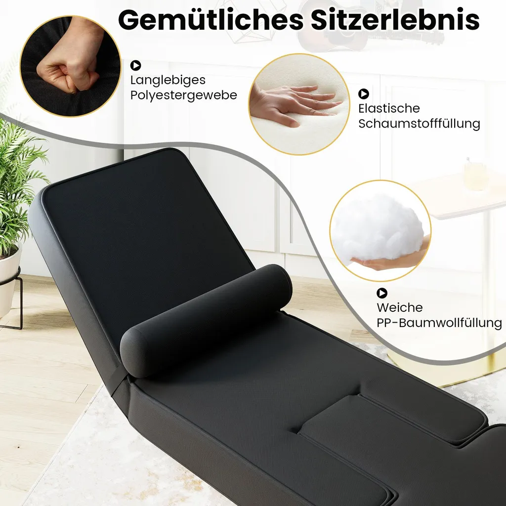 COSTWAY Chaise de sol pliable avec dossier et appui-tête réglable