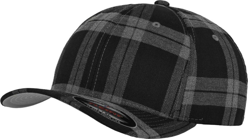 FLEXFIT 6197 | Tartan Plaid Cap / Kappe / Mütze / Hut - Farbe: Black/Grey - Größe: L/XL
