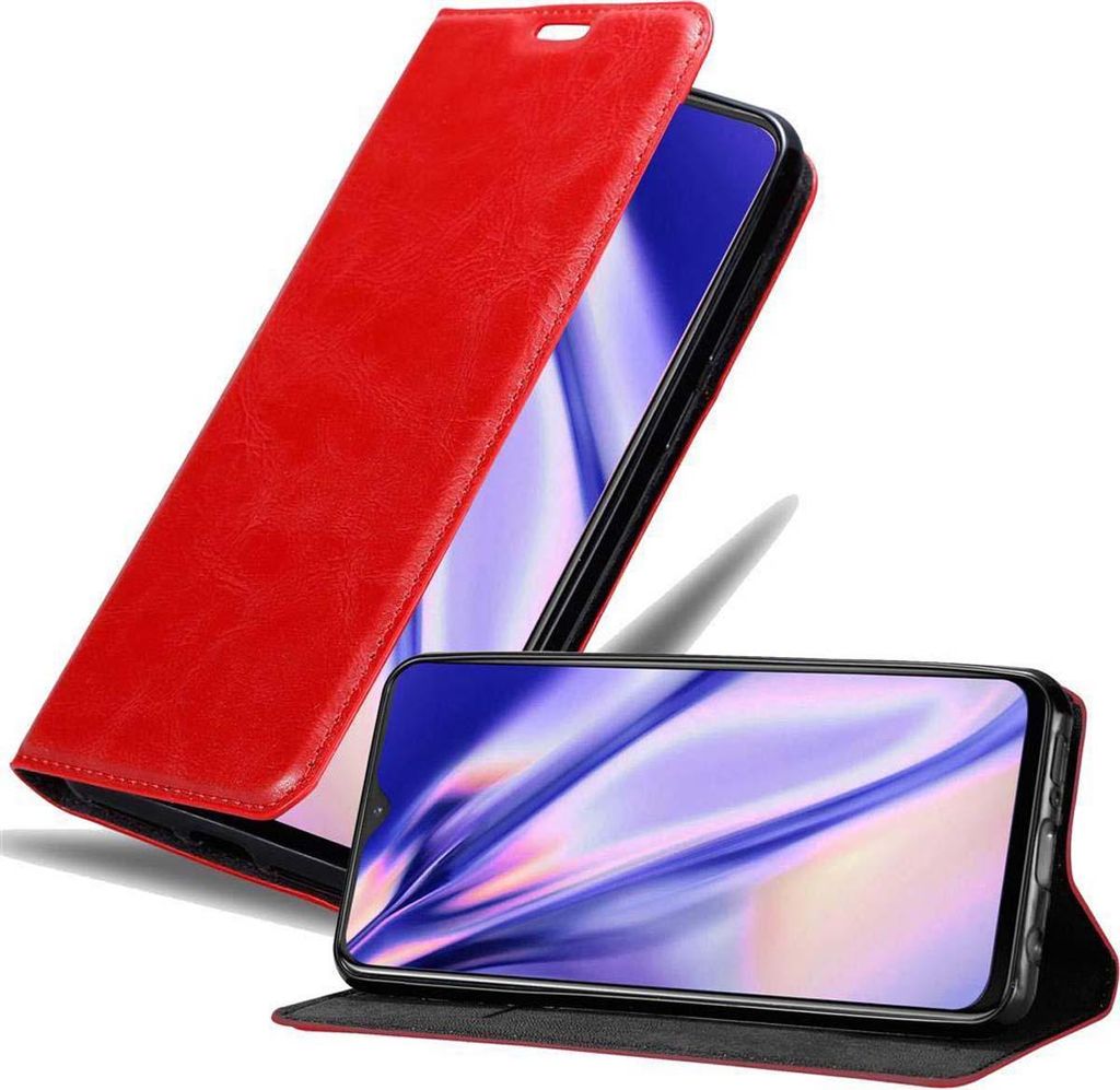 Cadorabo Hülle für OnePlus 6T Schutz Hülle in Rot Handyhülle Etui Case Cover Magnetverschluss