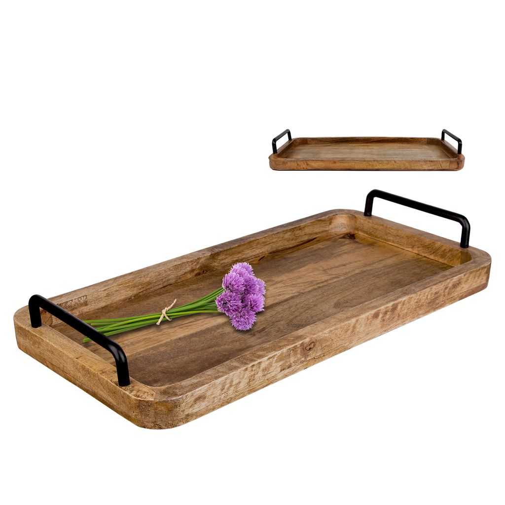 BigDean Serviertablett aus Mangoholz - 50 x 25 x 3 cm - Produktbild 