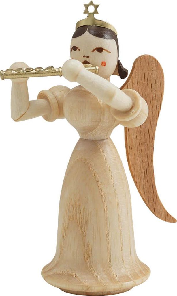 Langrockengel mit Piccoloflöte, natur (6,6cm) von Blank Kunsthandwerk