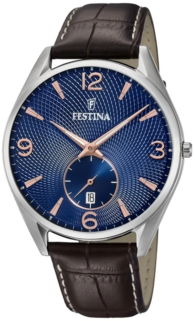 Festina Klassik F6857/8 Montre Homme en Acier avec Cadran Bleu Élégant