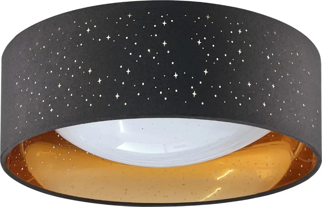 Luminaire de plafond LED rond TULUZA design noir et or 1850 lumens 32cm