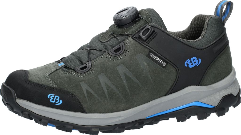 Brütting Mount Chester wasserdichte und stabile Herren Wanderhalbschuhe mit Fitgo Schnellverschluss mit griffiger Sohle Grau/Blau EU 42