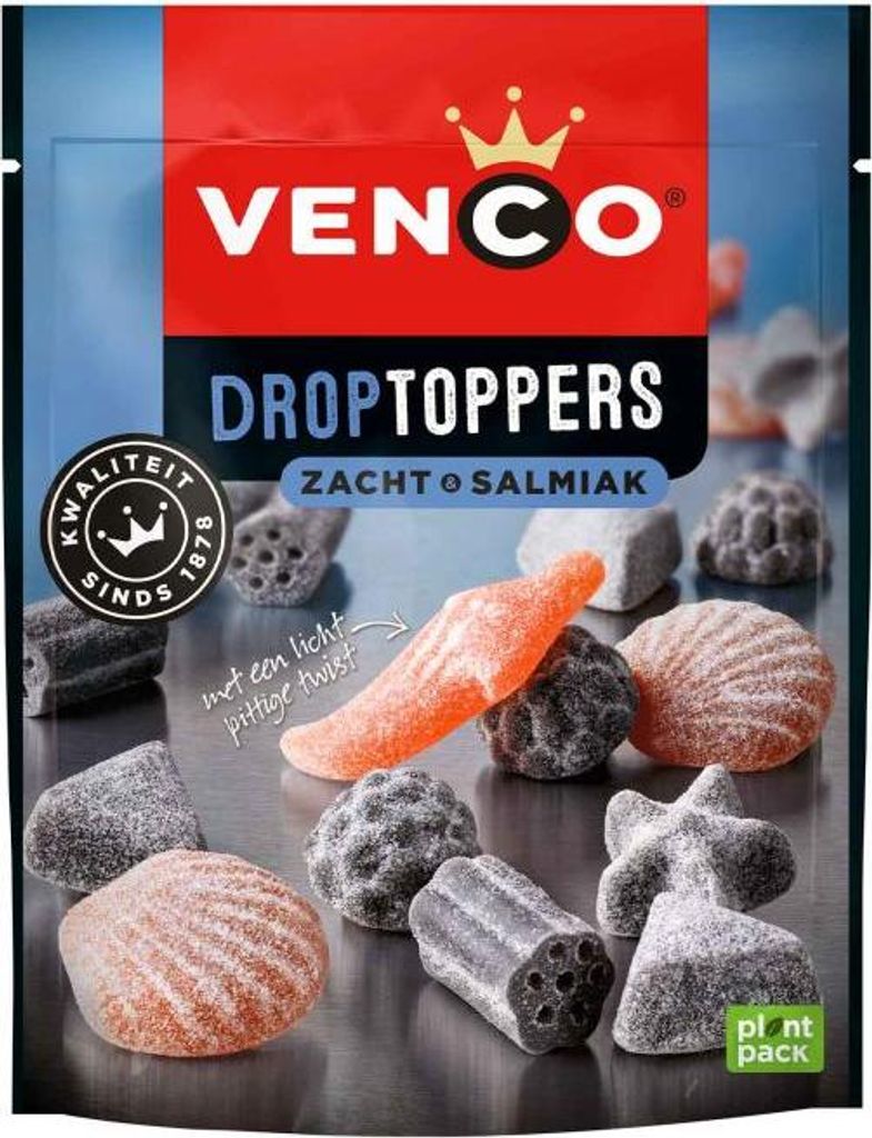 Venco Drop Toppers Zacht & Salmiak 215g (MHD 17.06.2026) Produktbild 