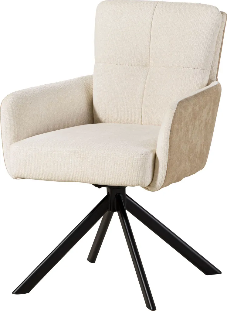 Chaise pivotante bicolore FABIAN #112 en tissu marron et beige 91cm