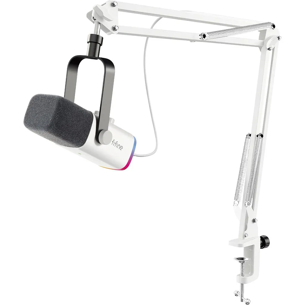 Microphone Dynamique Podcast et Streaming avec Support Bras de Bureau