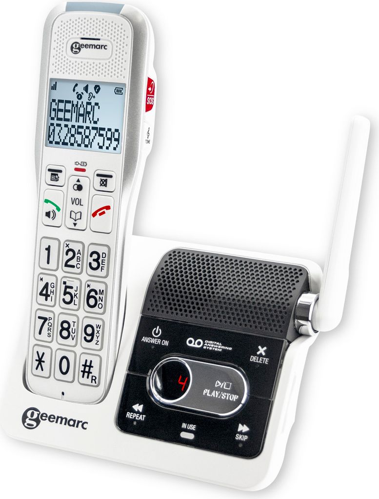 Geemarc AmpliDECT 595 ULE schnurloses verst„rktes 50 dB Schwerh”rigentelefon - mit der Gegensprechanlage kompatibel - Deutsche Version