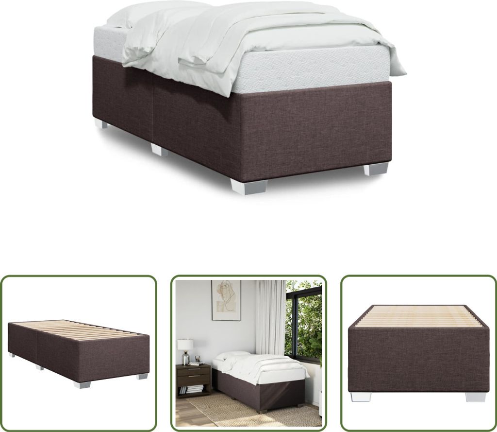 The Living Store Bettgestell Dunkelbraun 80x200 cm Stoff