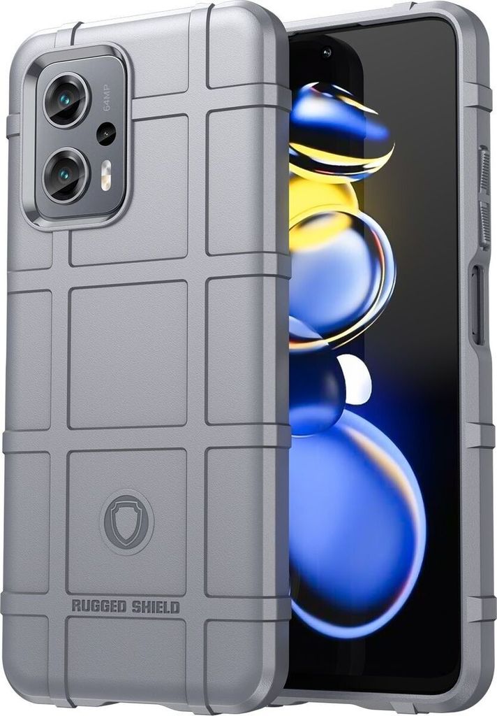 Mobigear Rugged Shield POCO X4 GT Hülle Flexibles TPU Backcover Stoßfest - Grau